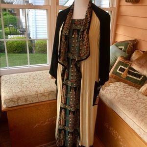Ethnic-print Maxi Dress & Coat - Sz S/M
